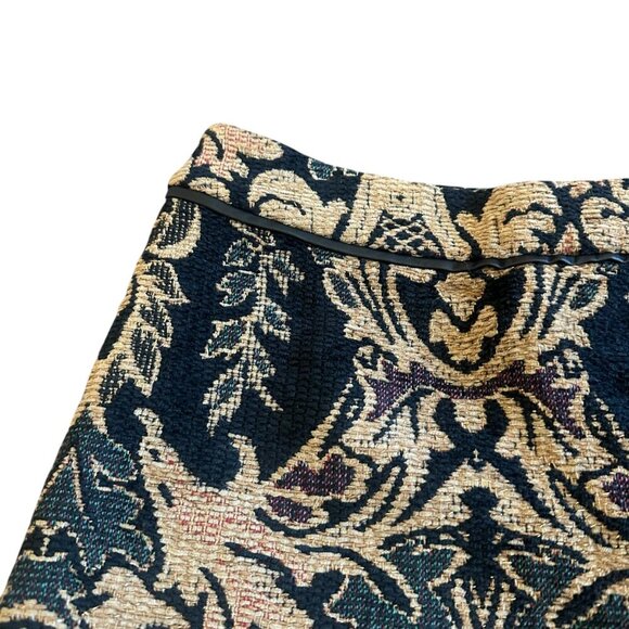 Free People Winter Warrior Brocade Mini Skirt Gold Black Thick Fabric Size 6 - Picture 3 of 12